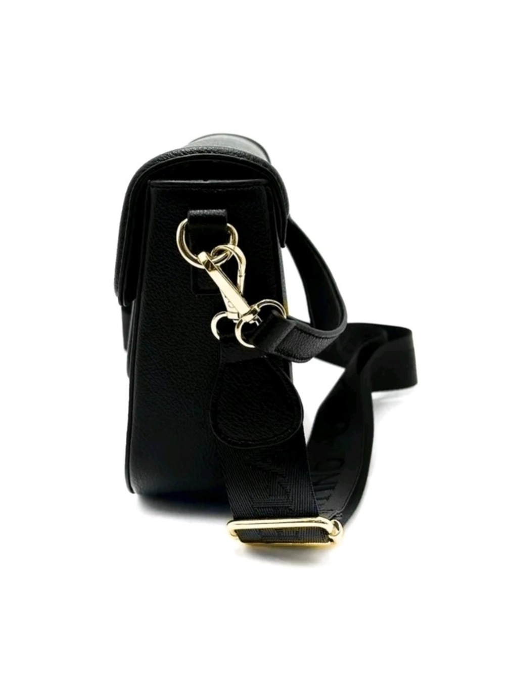 Valentino Orlandi Black Leather Satchel Crossbody with Gold V Emblem NEW - Picture 5 of 5